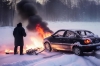 На трассе в Алтайском крае вспыхнул автомобиль