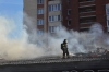 Пожар охватил торговые павильоны в Астрахани