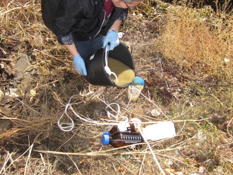Специалисты Росприроднадзора взяли пробы почвы и жидкости, выливавшейся из трубы