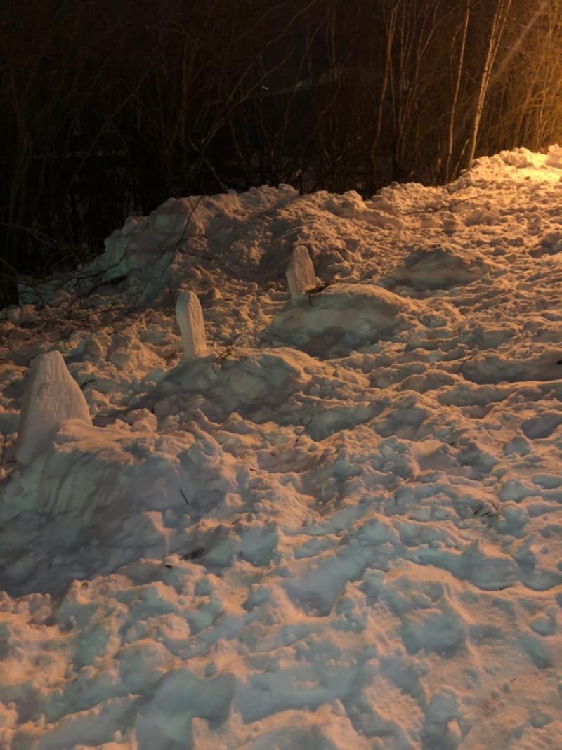 В ямальском городе дети поставили снежные надгробия