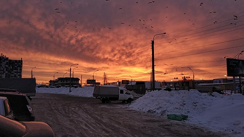 Оранжевый рассвет в Новосибирске