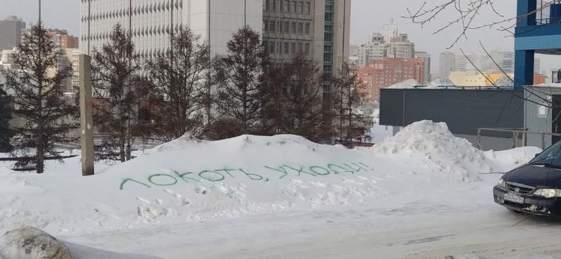 Новосибирцы пишут послания мэру на сугробах