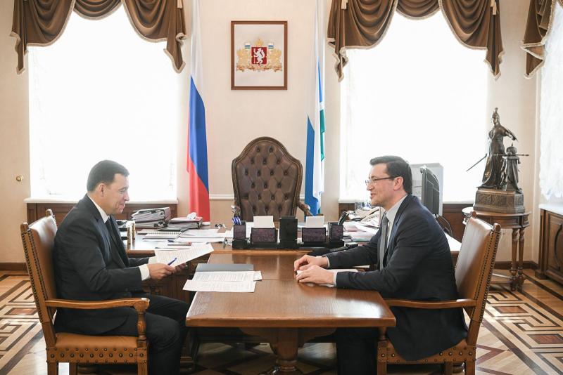 Глава Нижегородской области Глеб Никитин встретился со свердловским губернатором Евгением Куйвашевым