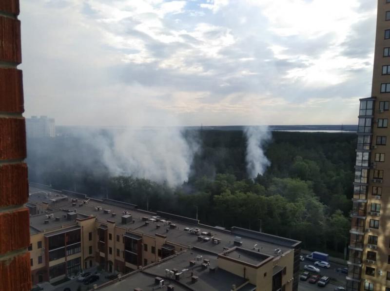 В Челябинске горит городской бор