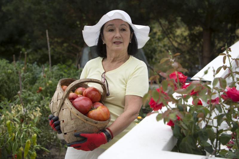 женщина с помидорами