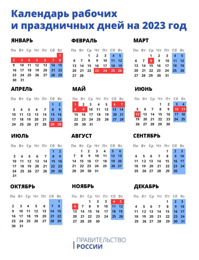 Какие дни будут нерабочими в 2023 году: правительство показало календарь |  Москва | ФедералПресс