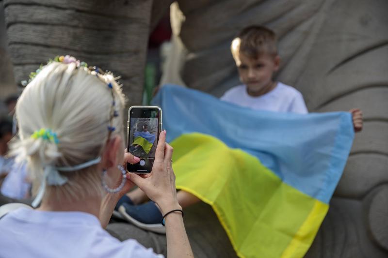 мальчик с украинским флагом