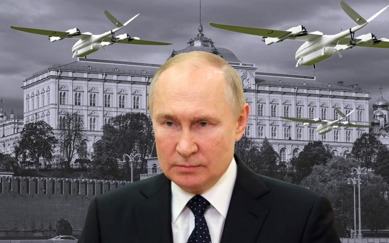 Владимир Путин и дроны (коллаж)