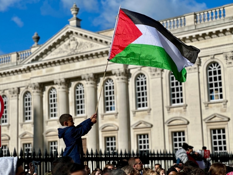 ребенок с флагом палестины