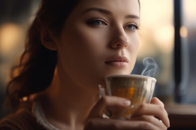 Женщина с кружкой чая