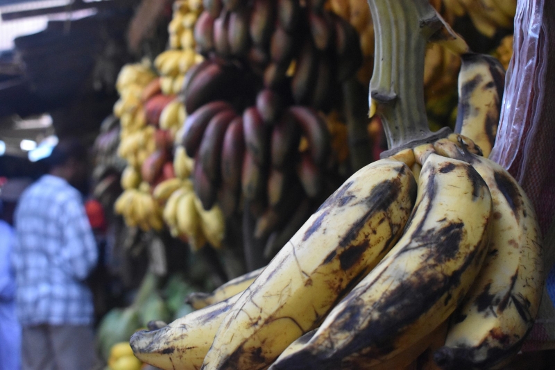 Продажа бананов на рынке