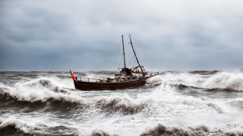 лодка в шторм