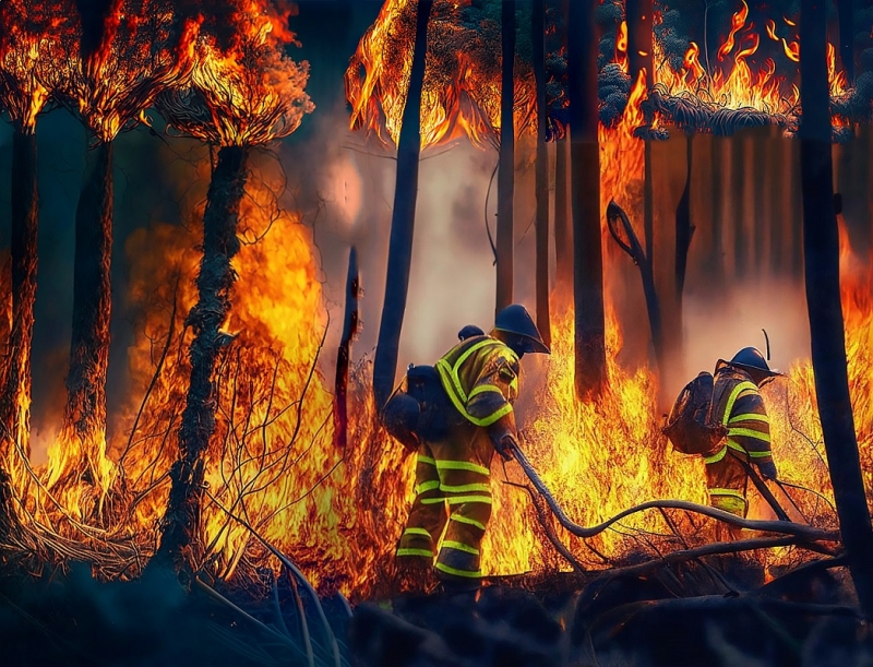 Пожарные в лесу