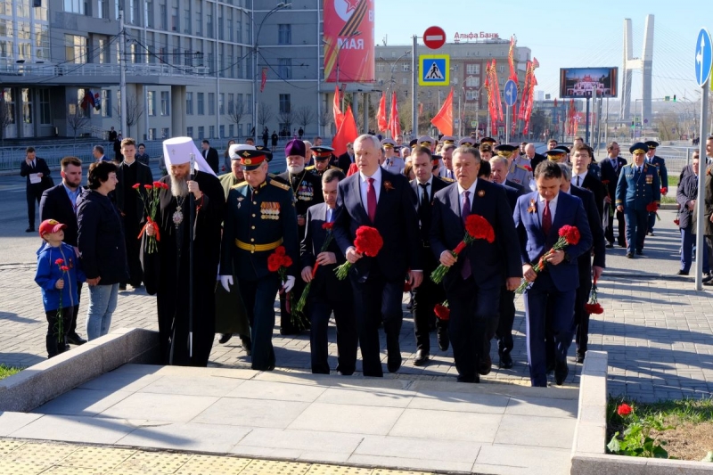 В рамках мероприятий прошел торжественный митинг у мемориального комплекса «Монумент Славы»