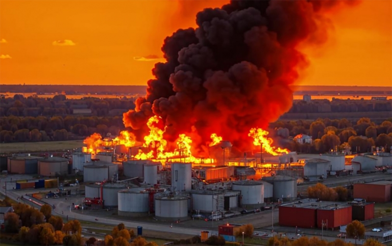 Нефтебаза горит