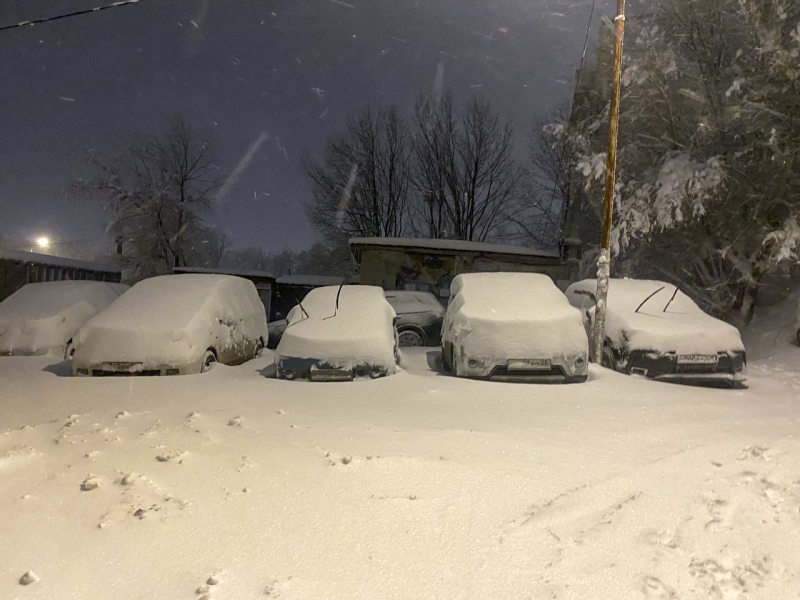 Засыпанные снегом авто
