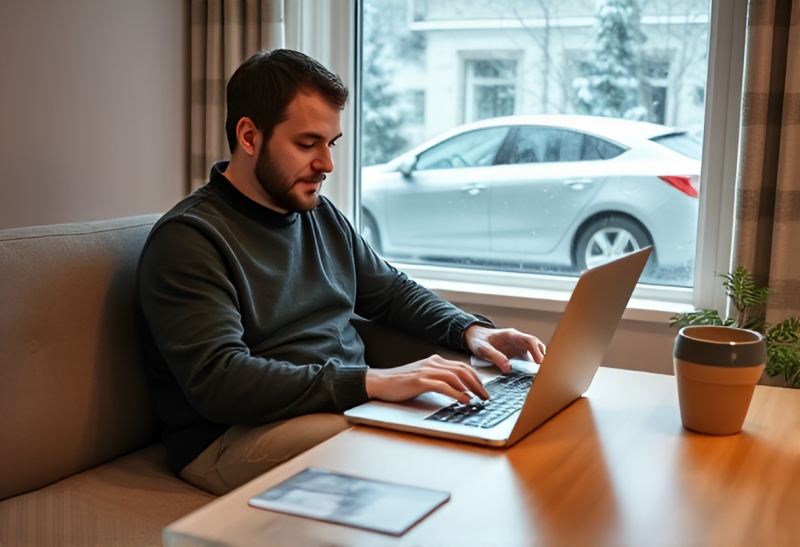 Мужчина работает