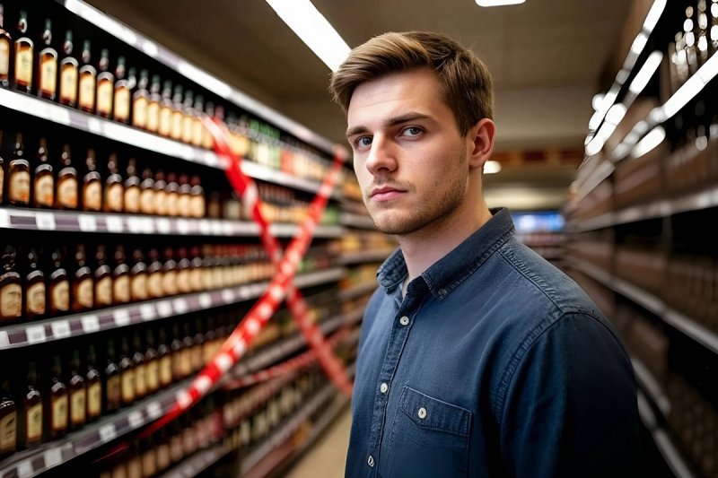 Человек на фоне алкоголя