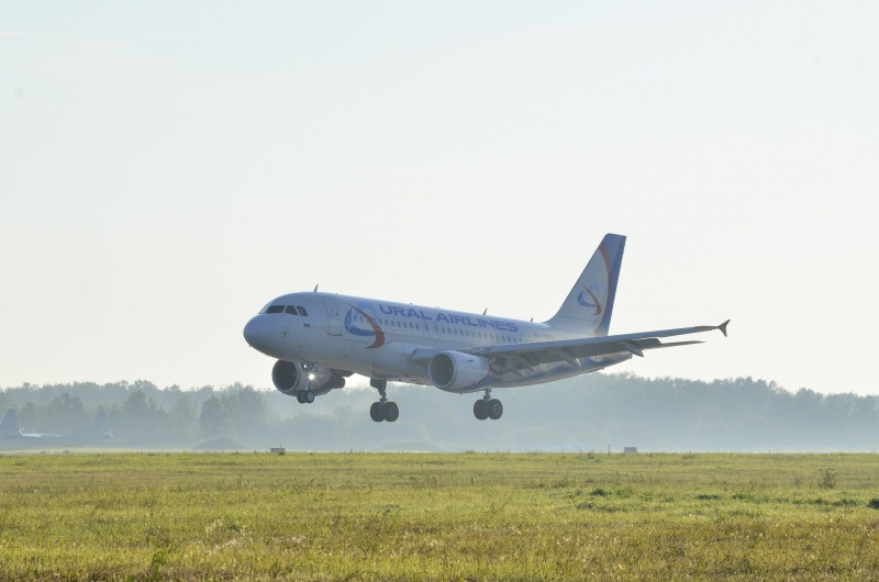 самолет над полем