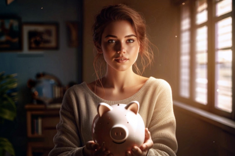 Женщина с копилкой