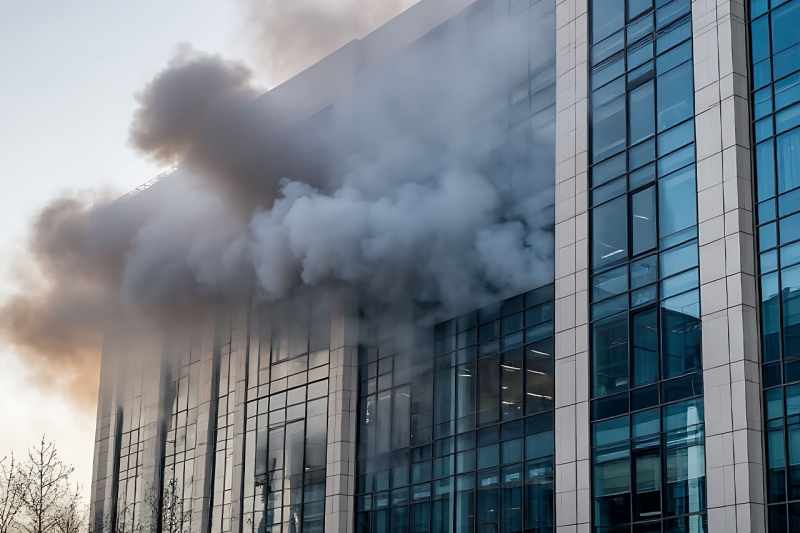 Горящее здание, нейросеть