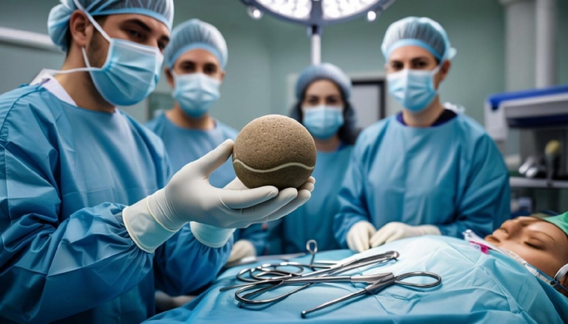 Врачи удалили большой камень из мочевого пузыря