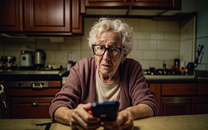 бабушка в телефоне