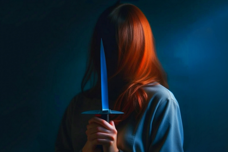 Женщина с ножом, нейросеть