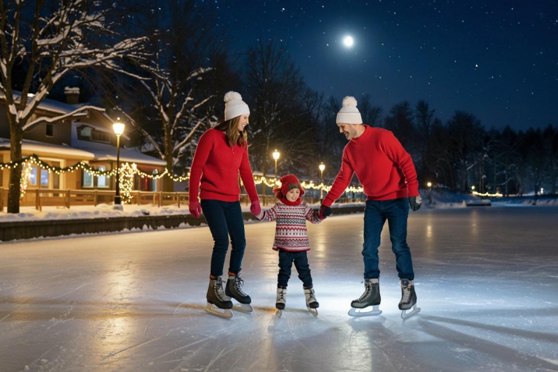 семья на катке