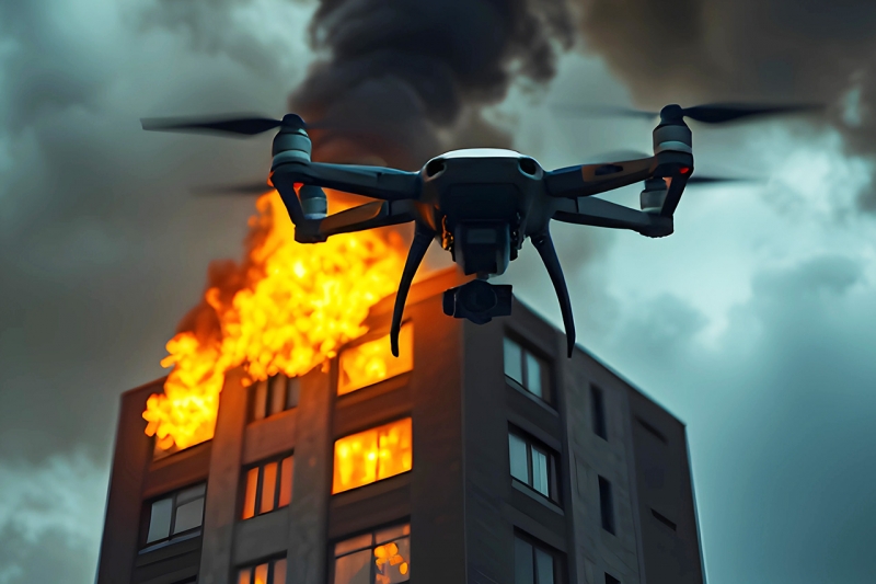 Дрон над домами