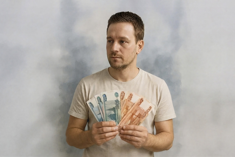 Мужчина с купюрами