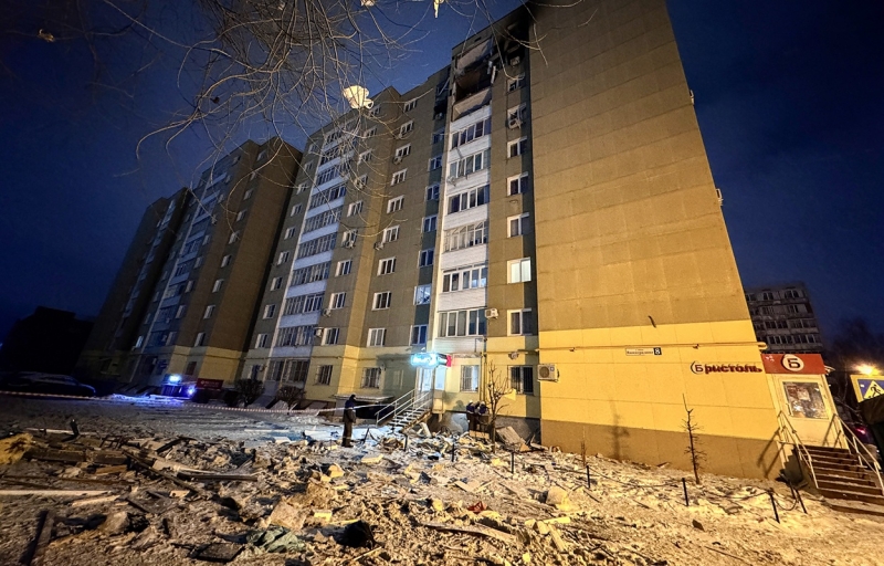 Дом в Твери после попадания БПЛА