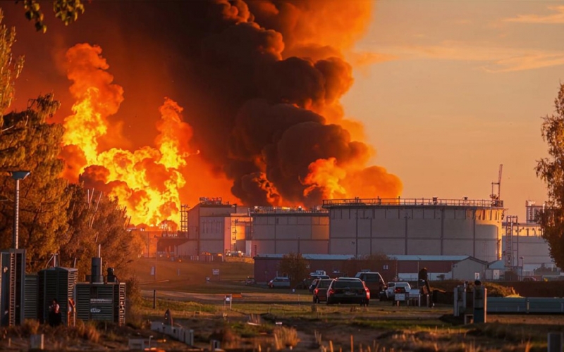 Пожар на заводе