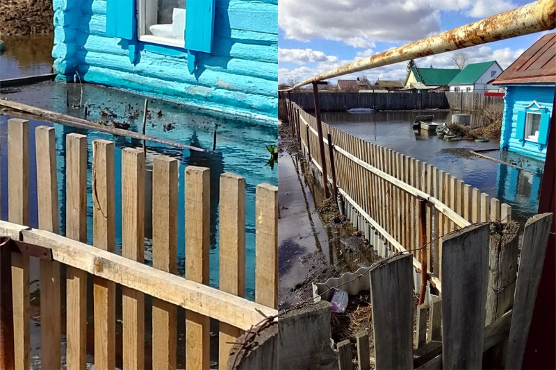 Паводковые воды и дождь превращают огород женщины в озеро