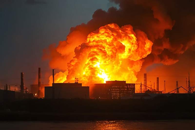 Пожар на заводе