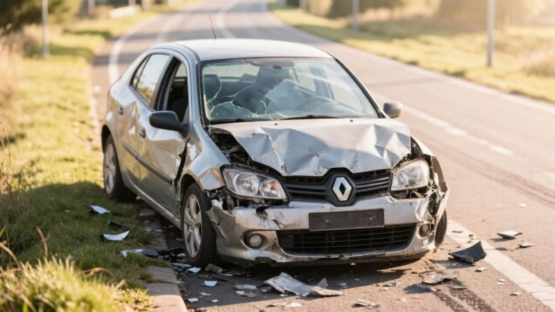 Автомобиль Renault после аварии