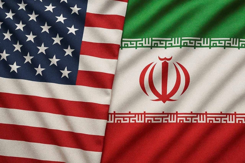 Флаги США и Ирана генерация