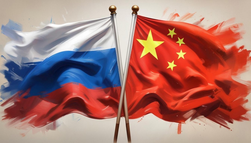 Флаги РФ и Китая генерация